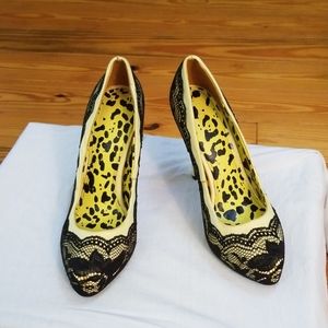 Yellow and Black High Heels